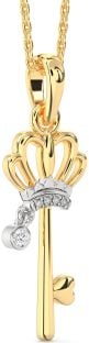 Diamond Platinum & Yellow Gold Heart Crown Necklace