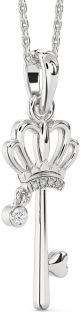 Diamond White Gold Heart Crown Necklace