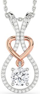 Diamond Silver & 10K Rose Gold Heart Necklace