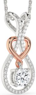 Diamond Silver & 10K Rose Gold Heart Necklace
