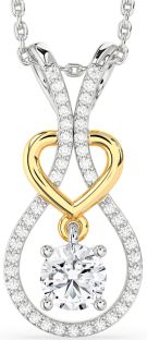 Diamond Silver & 10K gold Heart Necklace