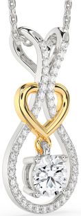 Diamond Silver & 10K gold Heart Necklace