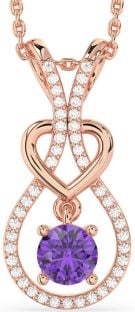Diamond & Amethyst Rose Gold Heart Necklace
