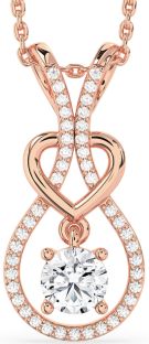Diamond Rose Gold Silver Heart Necklace