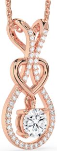 Diamond Rose Gold Silver Heart Necklace
