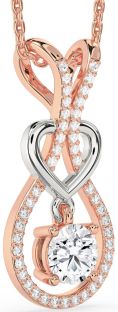 Diamond Rose Gold Silver Heart Necklace