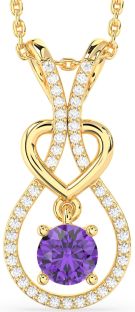 Diamond & Amethyst Gold Heart Necklace