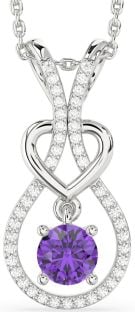 Diamond & Amethyst Platinum Heart Necklace