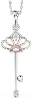 Large Diamond White Rose Gold Heart Necklace