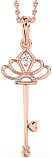 Large Diamond Rose Gold Silver Heart Necklace