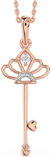 Large Diamond Rose Gold Silver Heart Necklace