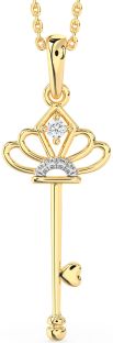 Large Diamond Gold Silver Heart Necklace