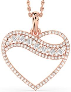 Large Diamond Rose Gold Heart Necklace
