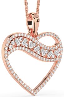 Large Diamond Rose Gold Heart Necklace