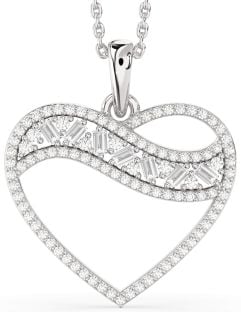 Large Diamond Platinum Heart Necklace