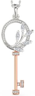 Large Diamond Platinum & Rose Gold Necklace