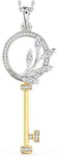 Large Diamond Platinum & Yellow Gold Necklace