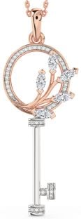 Large Diamond Platinum & Rose Gold Necklace