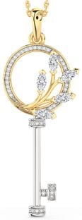 Large Diamond Platinum & Yellow Gold Necklace