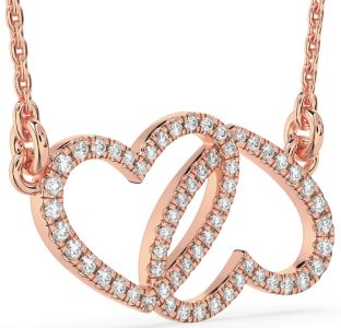 Large Diamond Rose Gold Heart Necklace