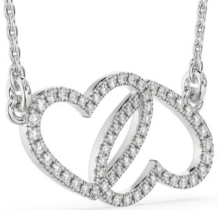 Large Diamond White Gold Heart Necklace