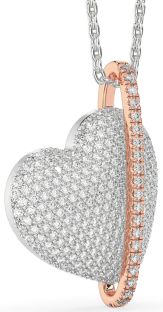 Diamond Silver & 10K Rose Gold Heart Necklace