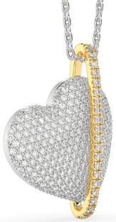 Diamond Silver & 10K gold Heart Necklace