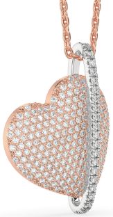 Diamond Platinum & Rose Gold Heart Necklace