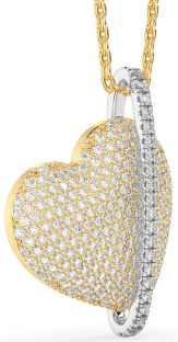 Diamond White Yellow Gold Heart Necklace