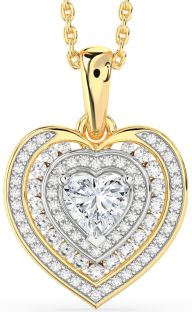 Diamond White Yellow Gold Heart Necklace