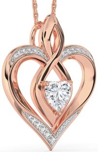 Large Diamond Rose Gold Heart Infinity Necklace