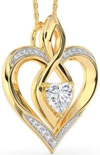 Large Diamond Gold Heart Infinity Necklace