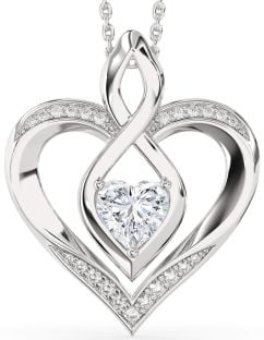 Large Diamond White Gold Heart Infinity Necklace