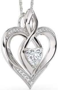 Large Diamond White Gold Heart Infinity Necklace
