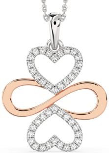 Large Diamond Rose Gold Silver Heart Infinity Necklace
