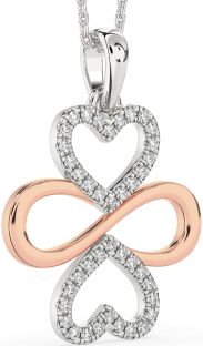 Large Diamond Silver & 10K Rose Gold Heart Infinity Necklace