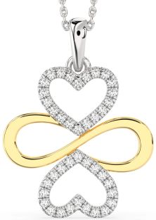 Large Diamond White Yellow Gold Heart Infinity Necklace