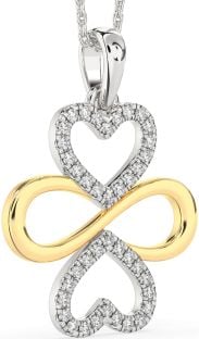 Large Diamond Silver & 10K gold Heart Infinity Necklace