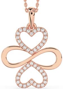 Large Diamond Rose Gold Silver Heart Infinity Necklace