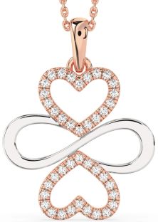 Large Diamond Rose Gold Silver Heart Infinity Necklace