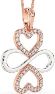 Large Diamond White Rose Gold Heart Infinity Necklace