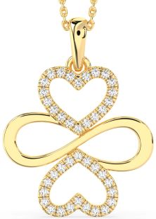 Large Diamond Gold Heart Infinity Necklace
