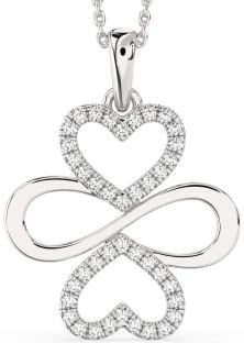 Large Diamond White Gold Heart Infinity Necklace