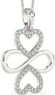 Large Diamond White Gold Heart Infinity Necklace