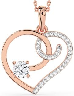 Large Diamond Rose Gold Heart Necklace