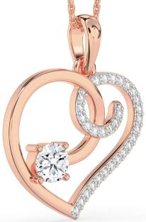 Large Diamond Rose Gold Heart Necklace