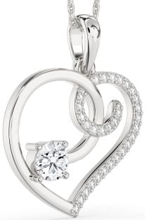 Large Diamond Platinum Heart Necklace