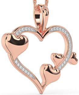 Large Diamond Rose Gold Heart Necklace