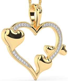 Large Diamond Gold Heart Necklace