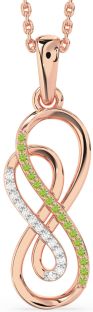 Diamond & Peridot Rose Gold Silver Infinity Necklace